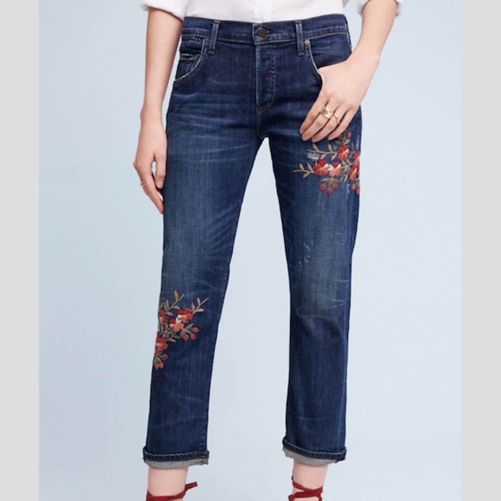 COH Emerson Boyfriend Floral Embroidered Jeans